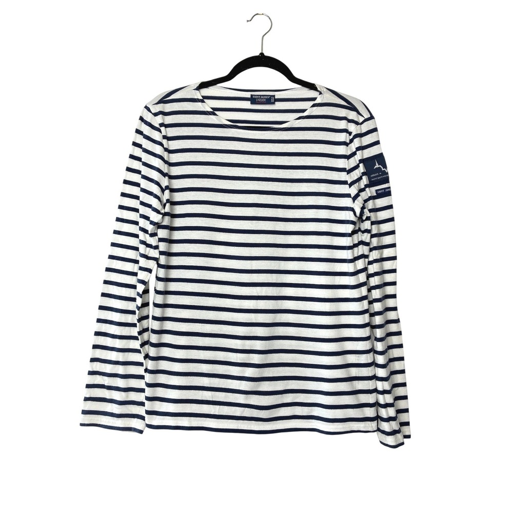 Saint James L'Atelier Abbaye Mont Saint Michel Striped Breton Nautical Top Navy
